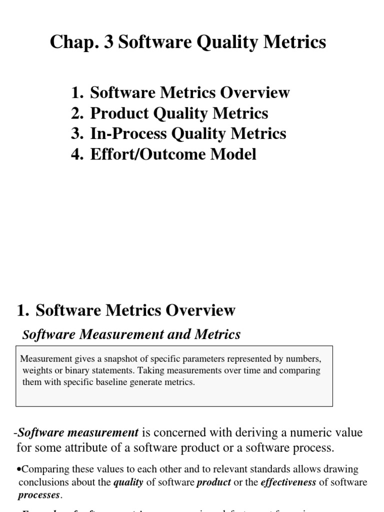 Chap. 3 Software Quality Metrics | PDF | Business | Technology ...