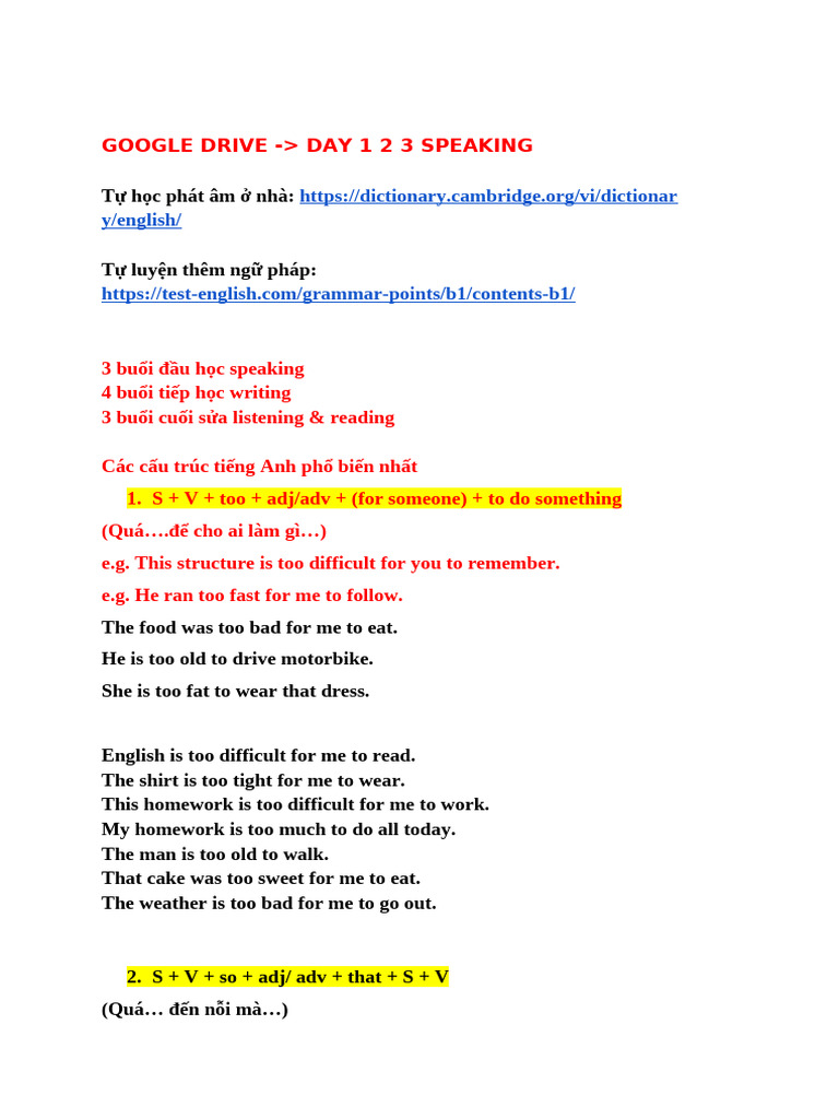 Day 1 2 3 Speaking | PDF