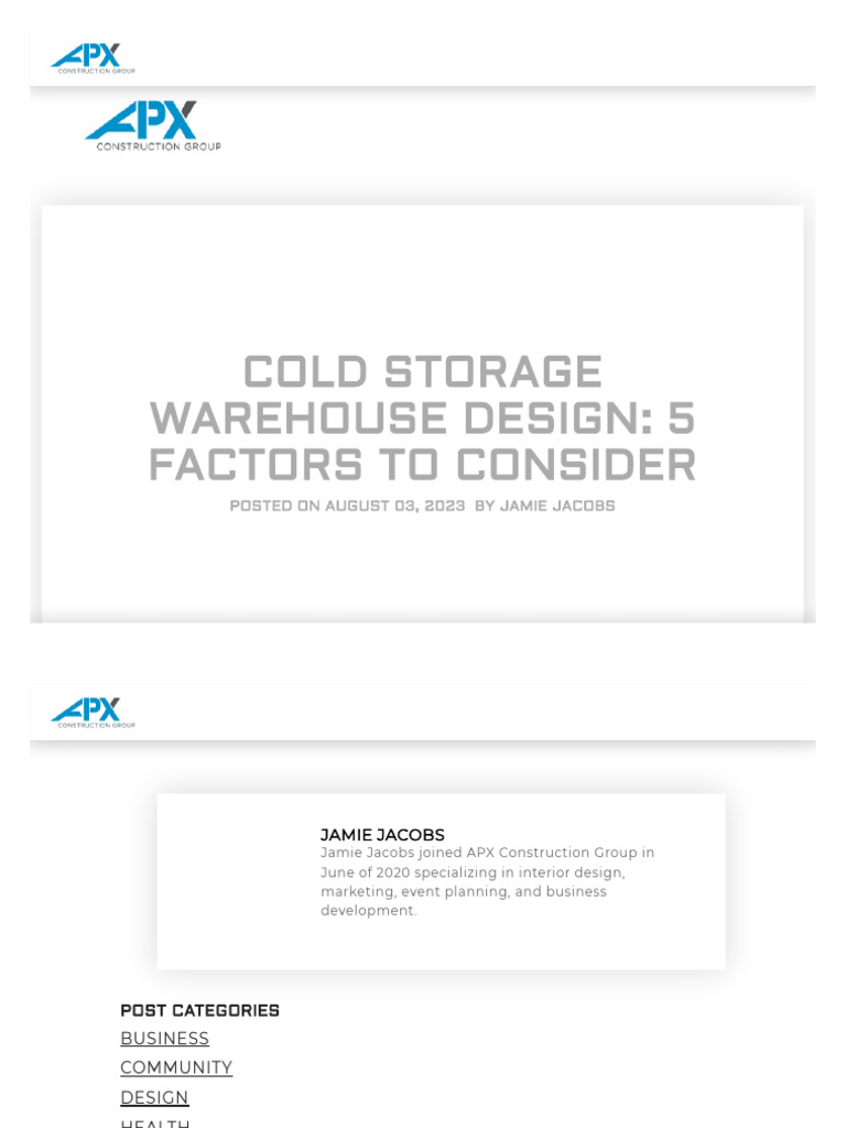 Cold Storage Warehouse Design - 5 Factors To Consider | PDF