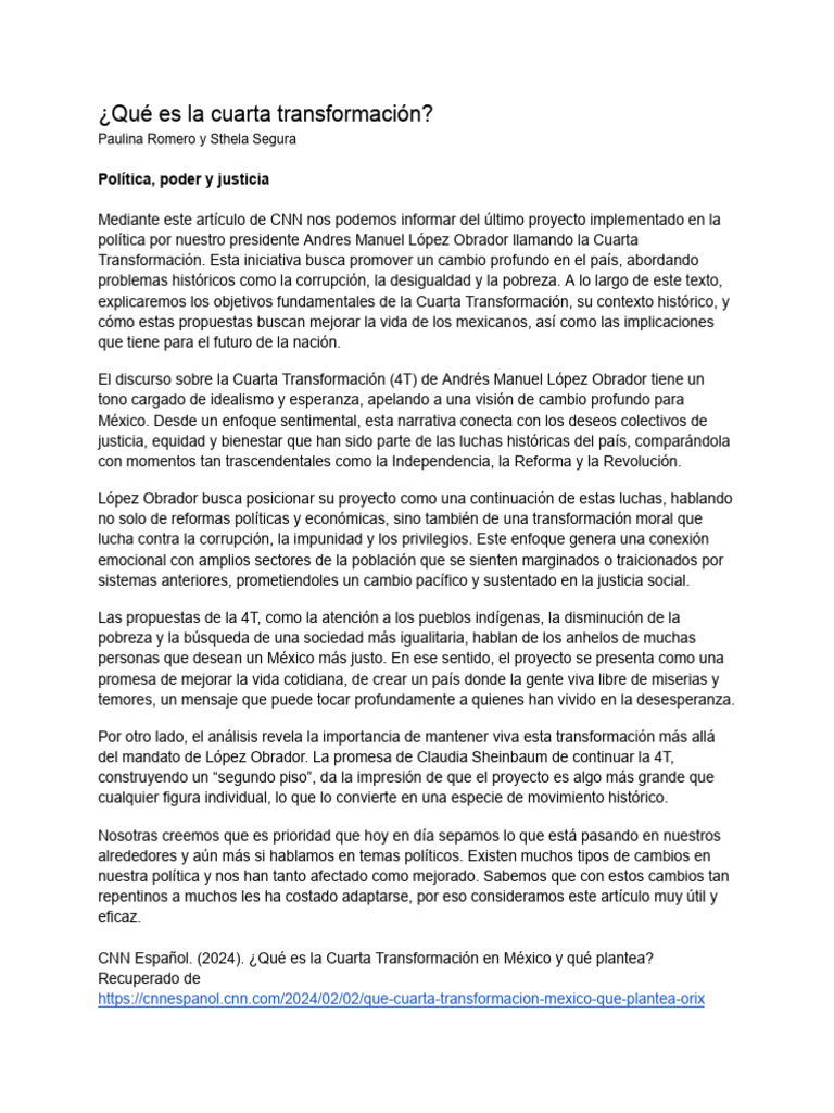 ¿Qué Es La Cuarta Transformación | PDF | México