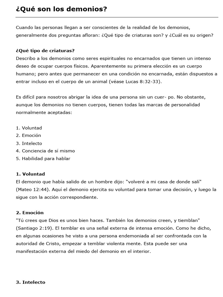 Naturaleza y origen de los demonios | PDF | Demonios | Filosofía