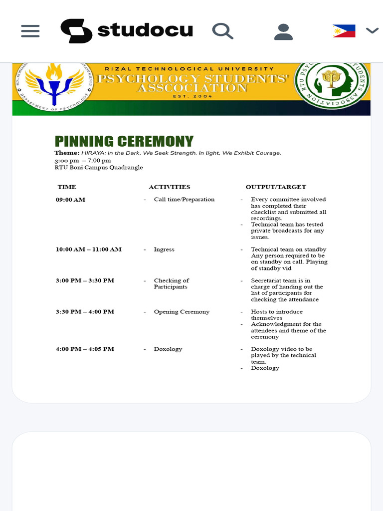 Pinning Ceremony Programme 1 - PINNING CEREMONY Theme HIRAYA in The ...