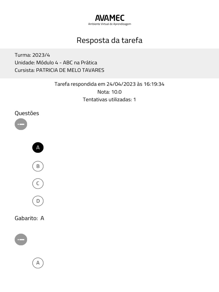 Resposta-Questionario-18. Quizz Módulo 4 - ABC Na Prática | PDF
