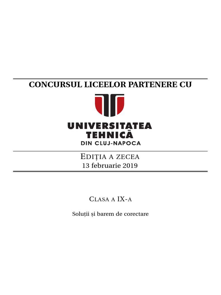 CLP UTCN 2019 Clasa IX Solutii | PDF