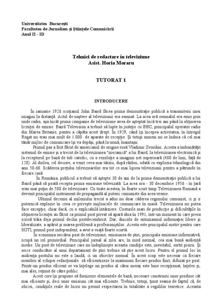 Tehn de RedactareTV T1 | PDF