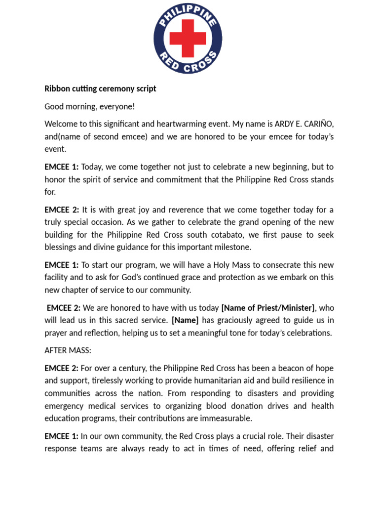 Ribbon Cutting Ceremony Script | PDF