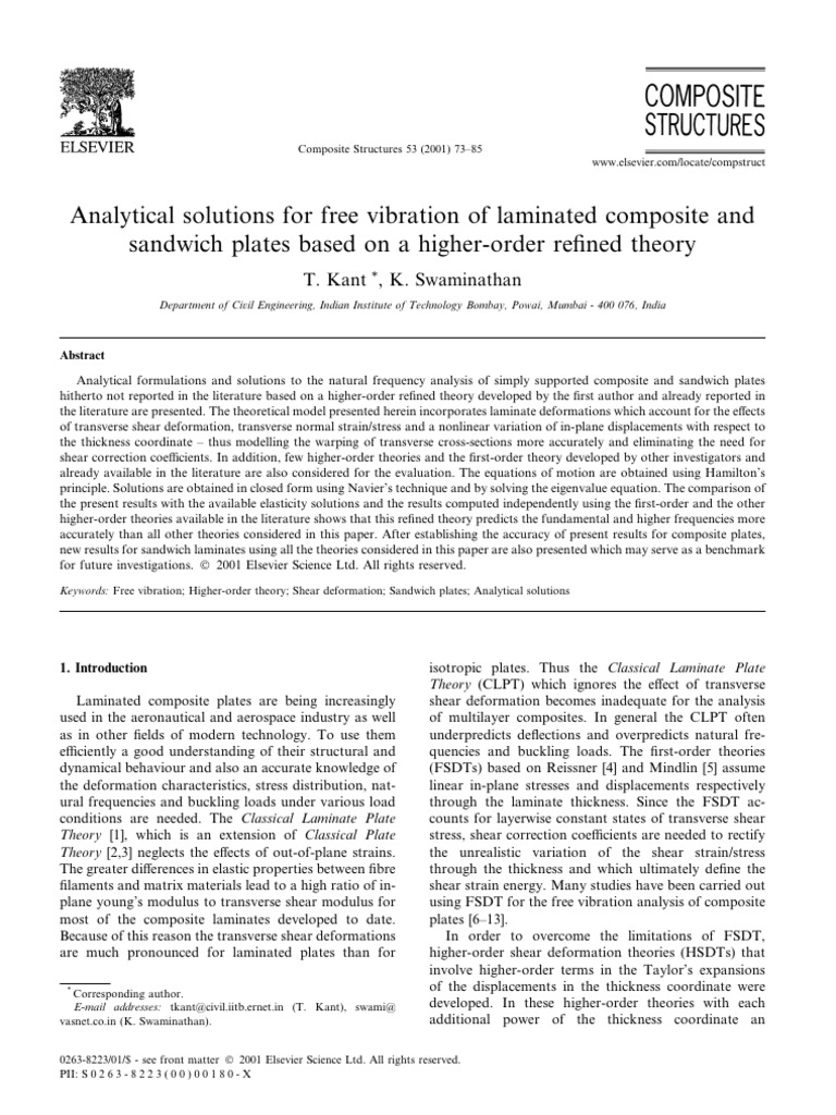 Analytical Solutions For Free Vibration of Laminated Composite and ...