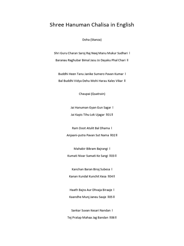 Hanuman Chalisa English | PDF — free download