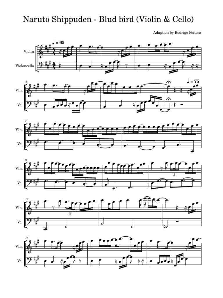Naruto Shippuden - Blue Bird (Violin_&_Cello) RF | PDF