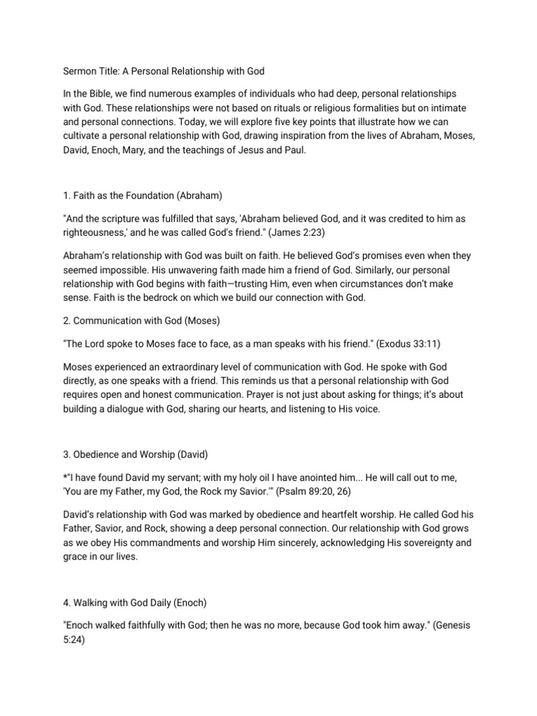 A Personal Relationship With God PDF Faith God