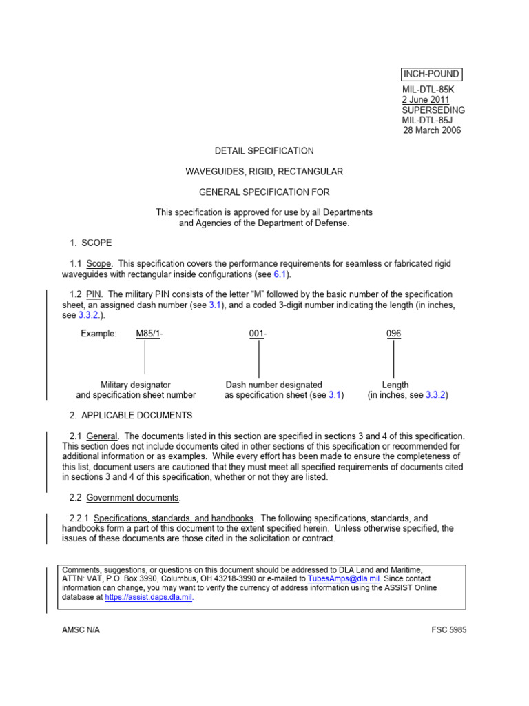 Mil DTL 85K | PDF