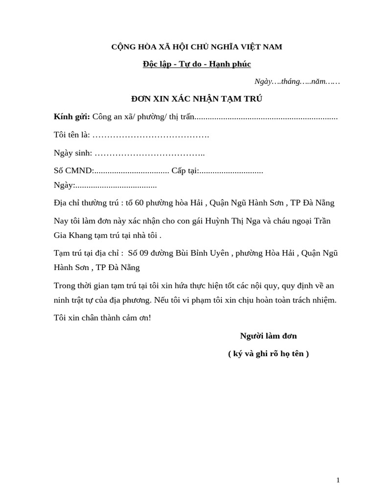 Huong Dan Dang Ky Tam Tru Tam Vang Cho Nguoi Nuoc Ngoai