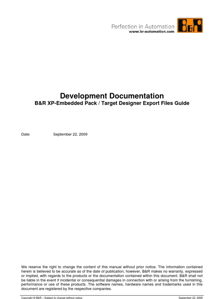 B&R XP Embedded Pack and Target Designer Export Files Guide V2 33 ENG ...