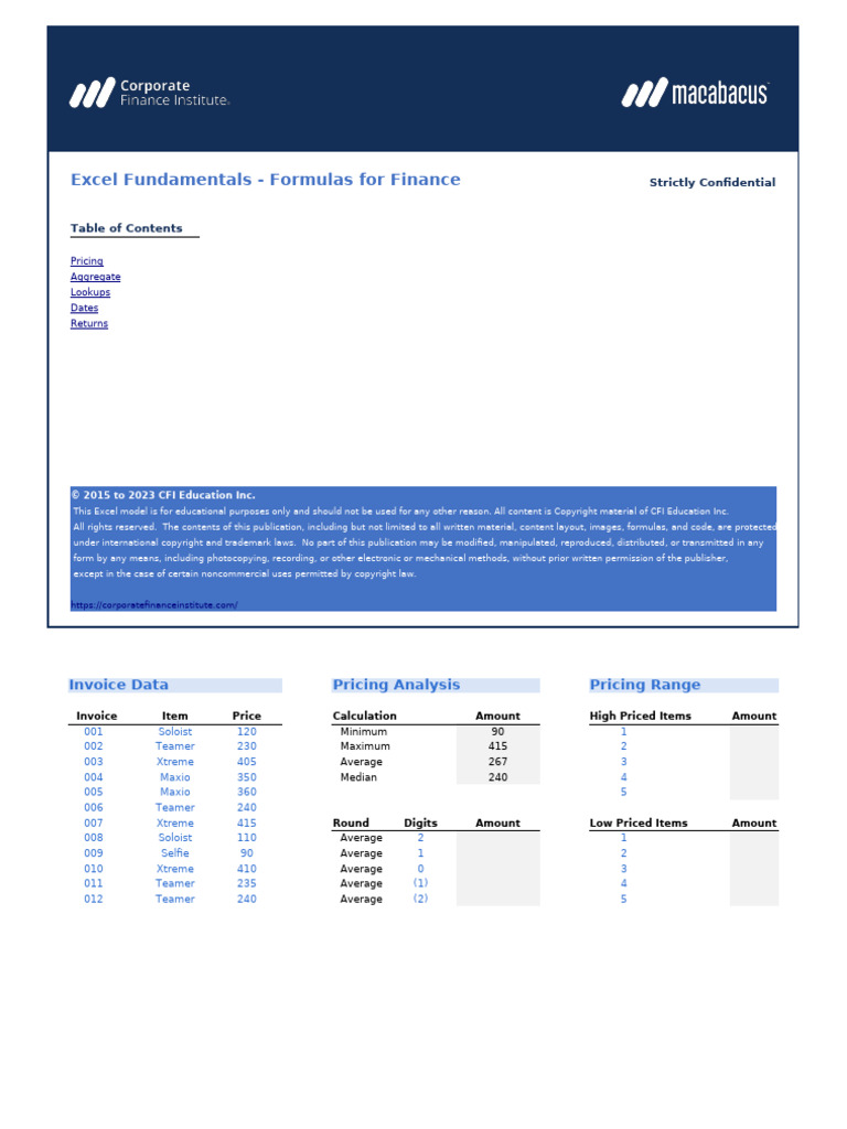 Excel Fundamentals - Formulas For Finance (Template) v2 | PDF | Net ...