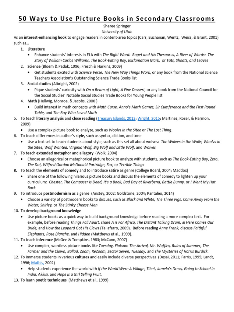 Picture Books for Secondary Students | PDF | Children's Literature ...