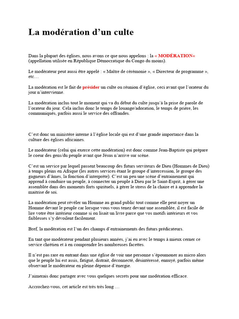 La Modération D | PDF