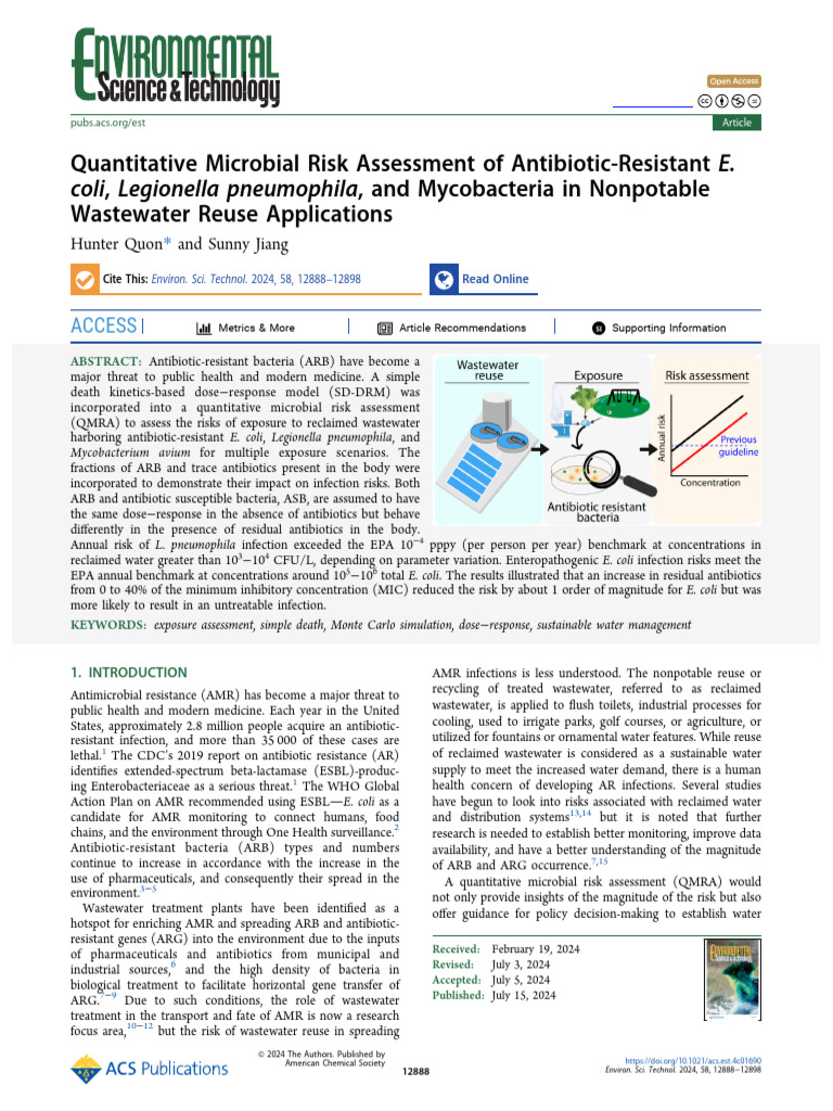 Quon Jiang 2024 Quantitative Microbial Risk Assessment of Antibiotic ...