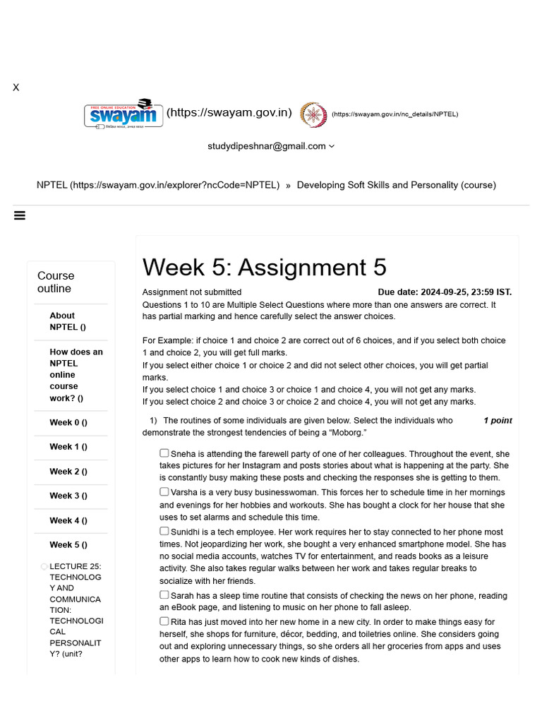 Developing Soft Skills and Personality - Unit 8 - Week 5 | PDF
