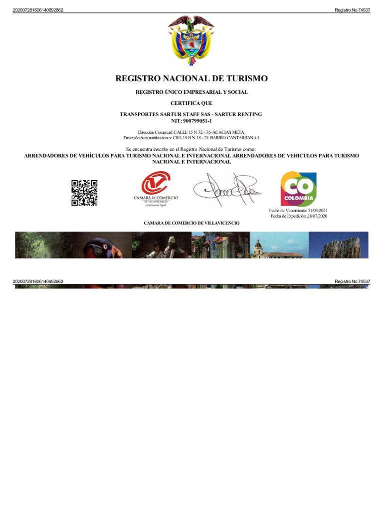 Certificado de RNT | PDF