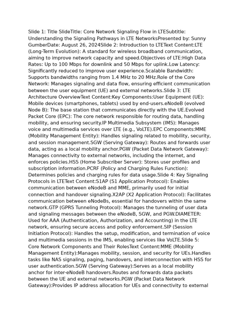 LTE Core Network Signaling Overview | PDF | Ip Multimedia Subsystem ...