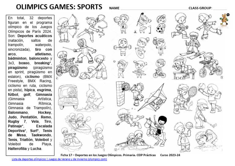 Ficha 17 Deportes Juegos Olimpicos | PDF