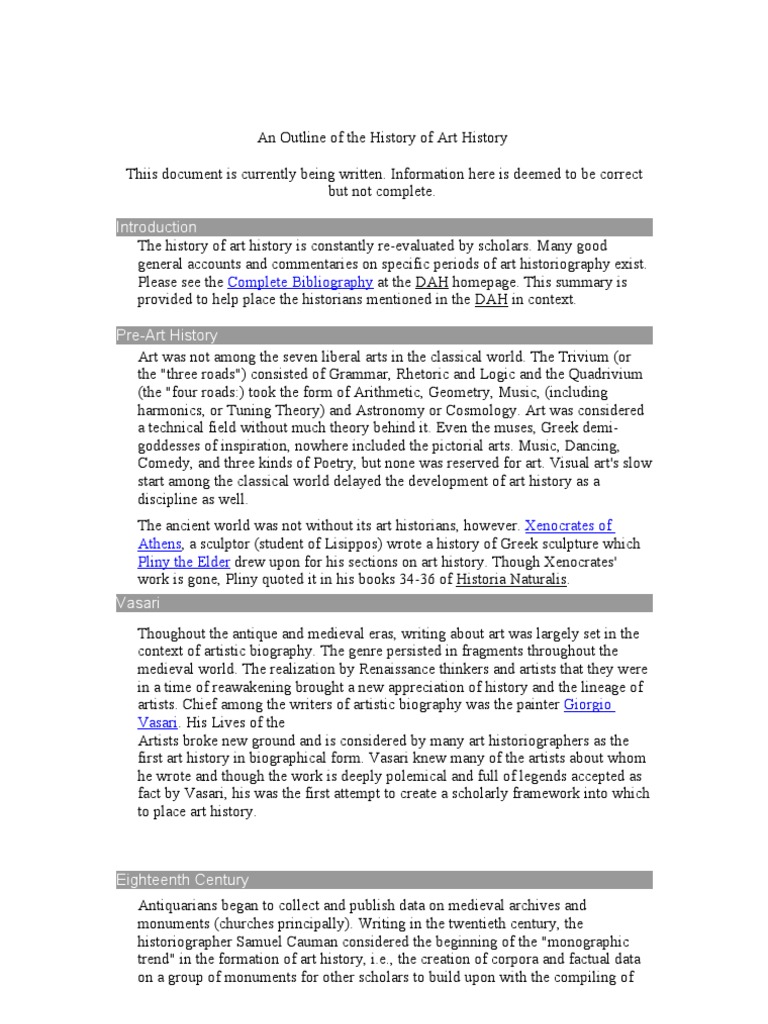 An Outline of The History of Art History PDF Art History Museum