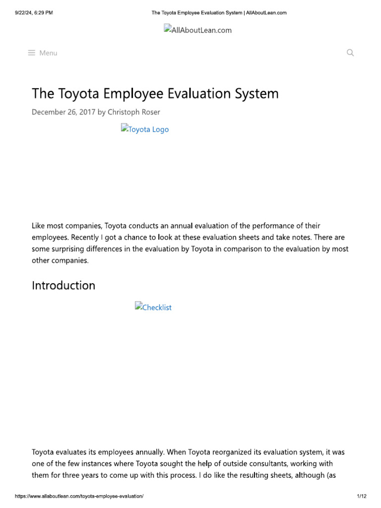 Toyota Evaluation | PDF