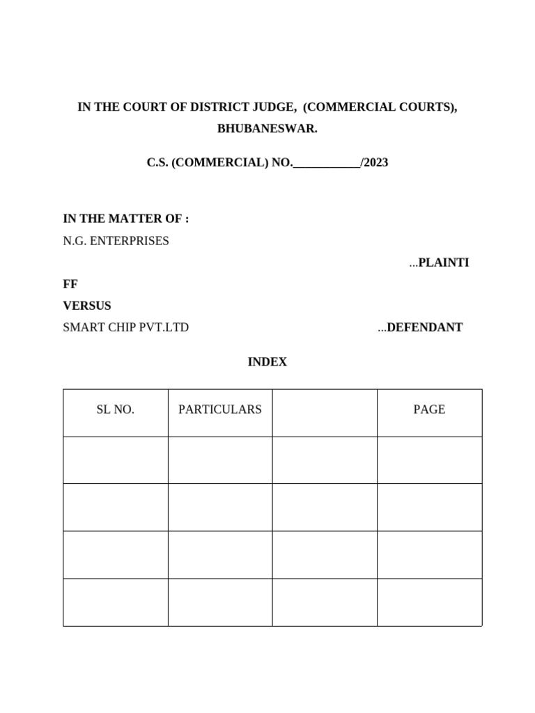 Comercial Court Plaint, MR - Gautam | PDF