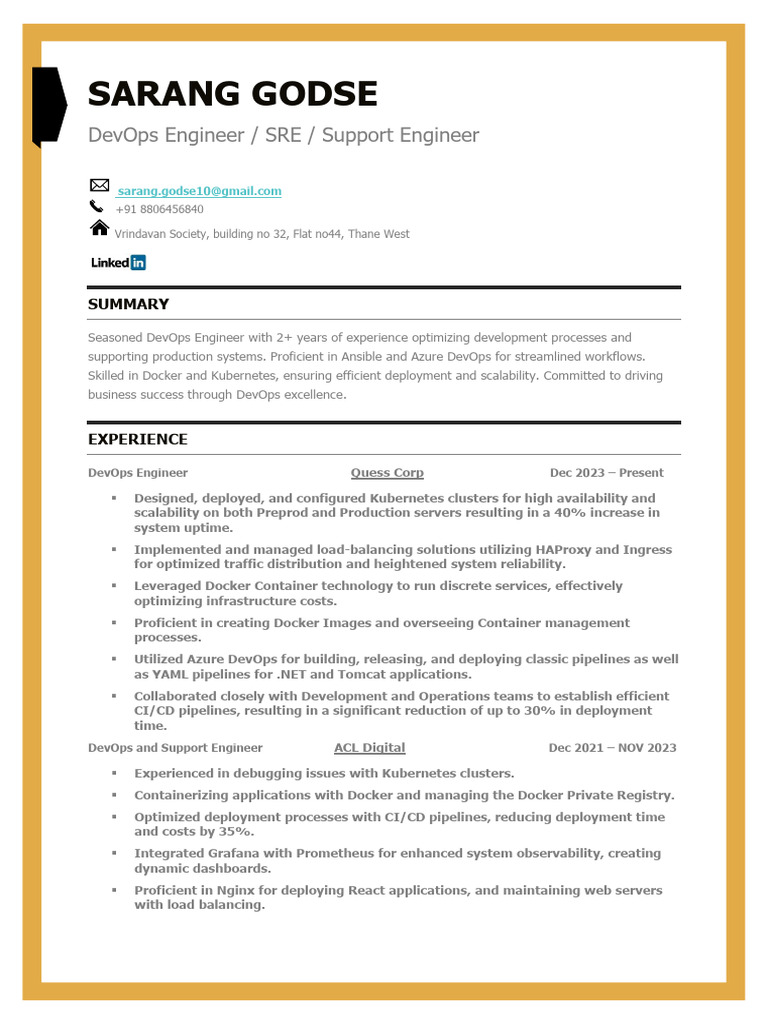 Sarang CV | PDF