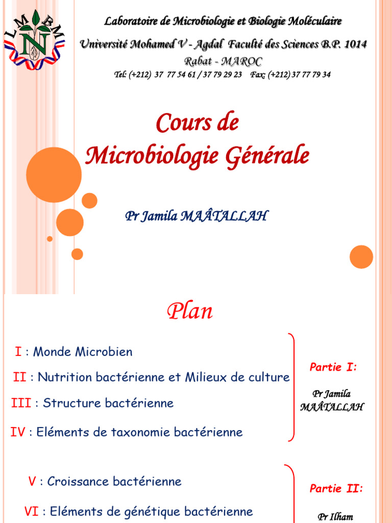 Cour de Microbiologie S3 Séance I 2021-2022 | PDF