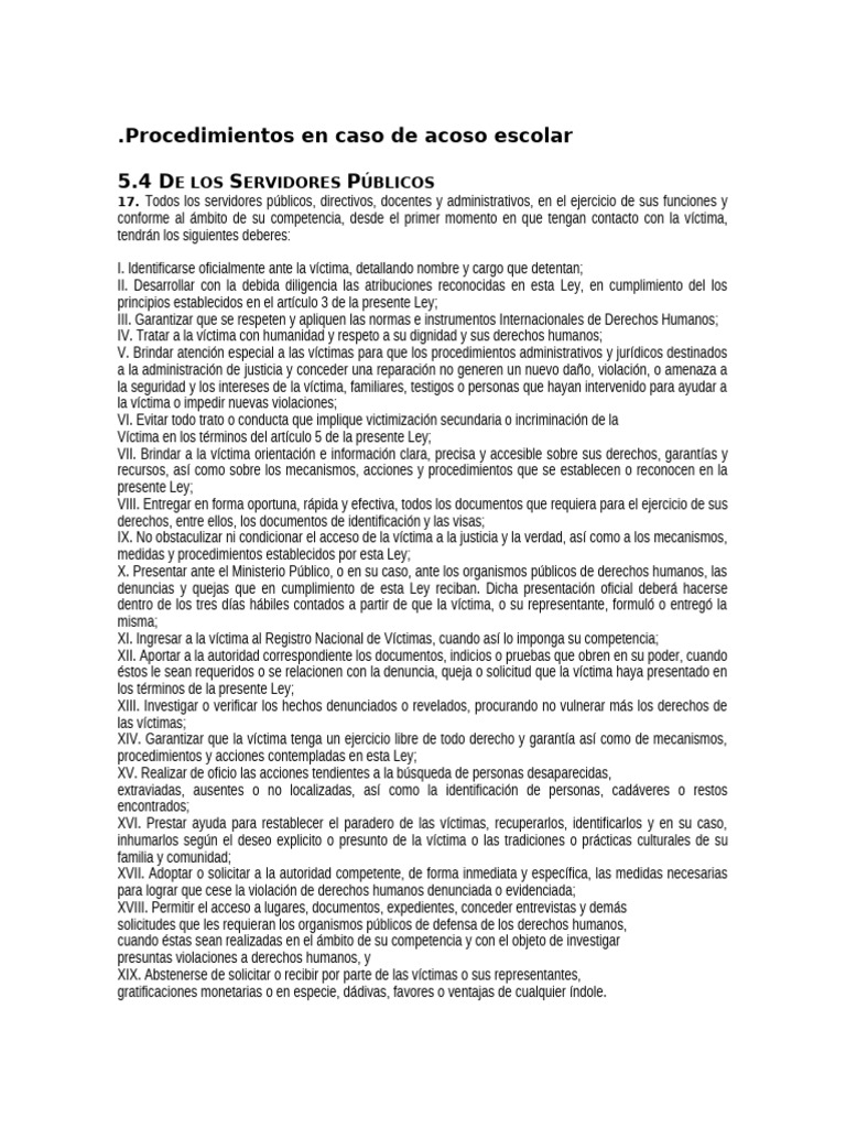 Procedimientos en Caso de Acoso Escolar | PDF