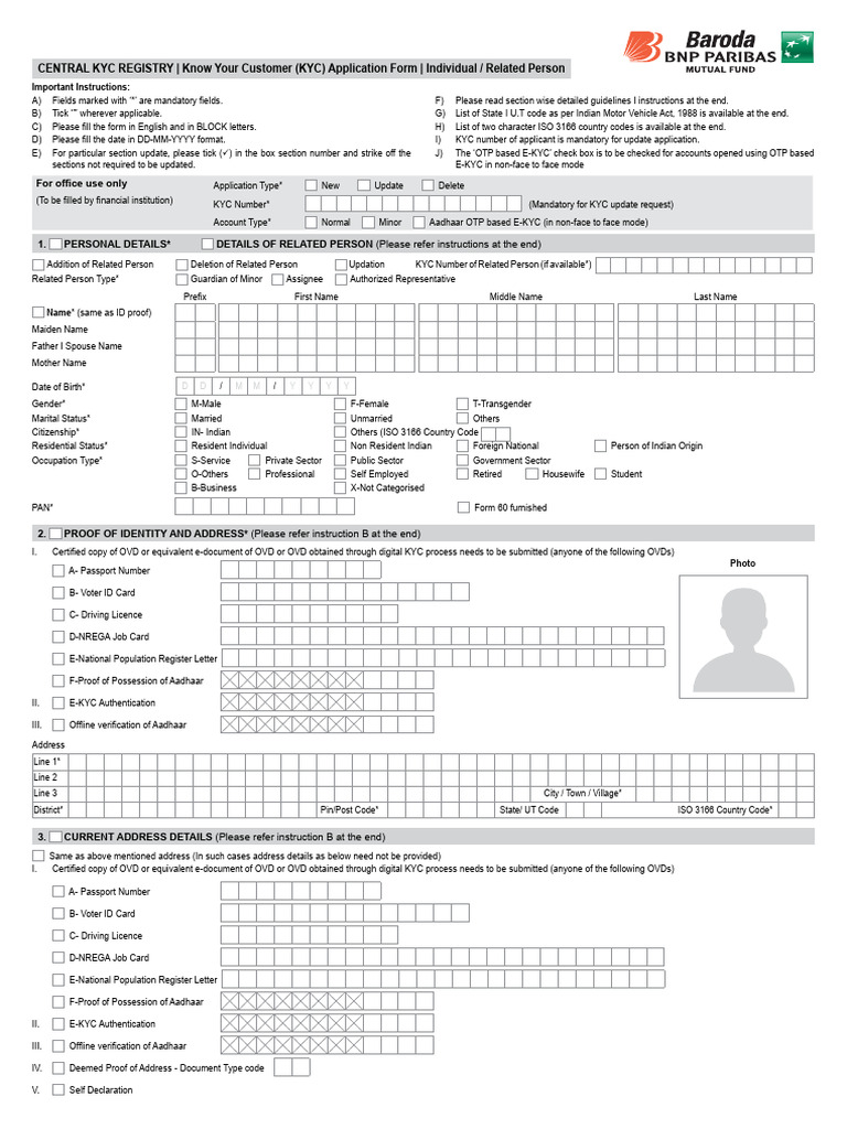 KYC Application Form for Individuals | PDF | Identity Document | Access ...