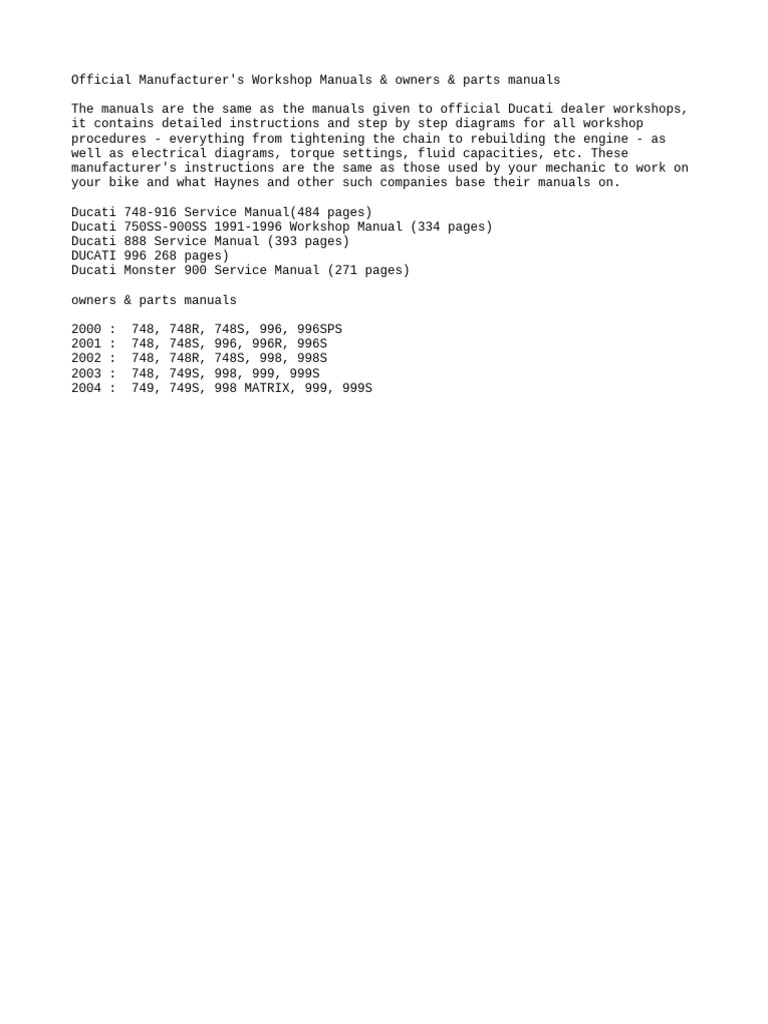 Ducati Manuals | PDF