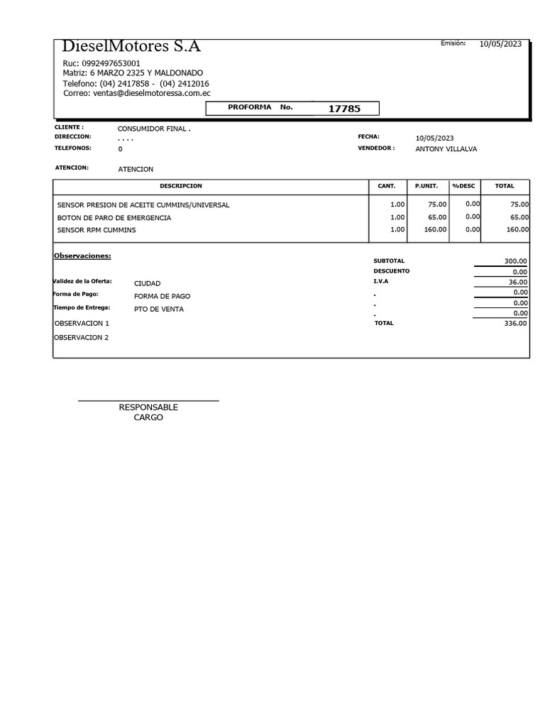 Proforma 17785 | PDF