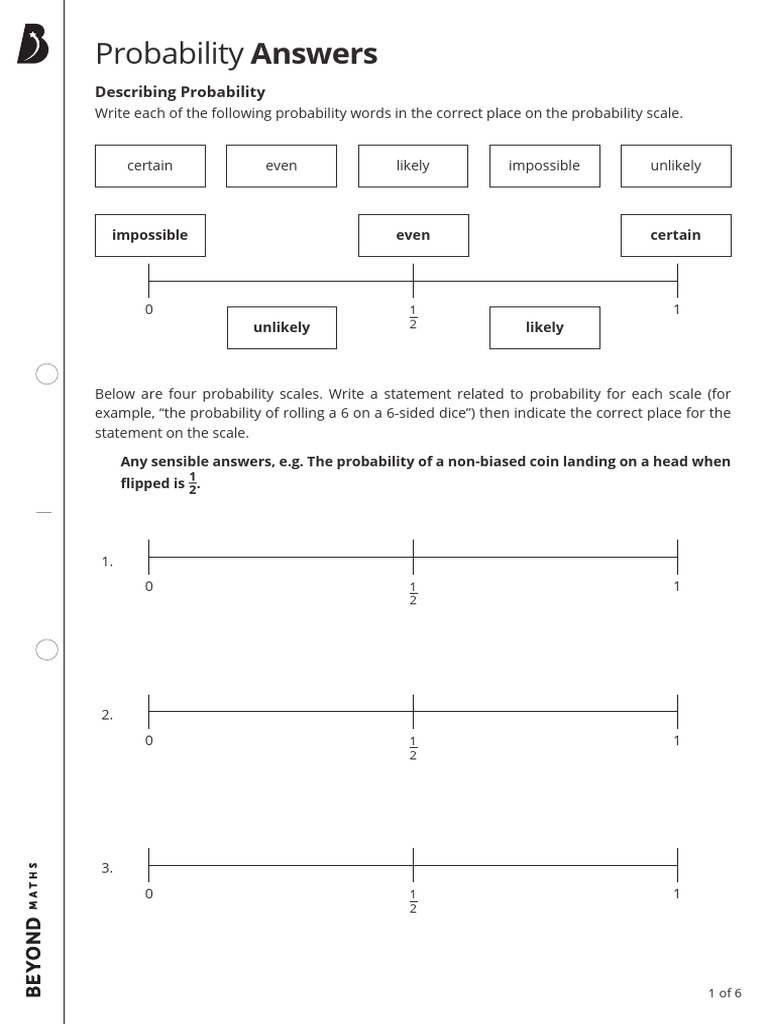 Student Led Probability (Answers) | PDF