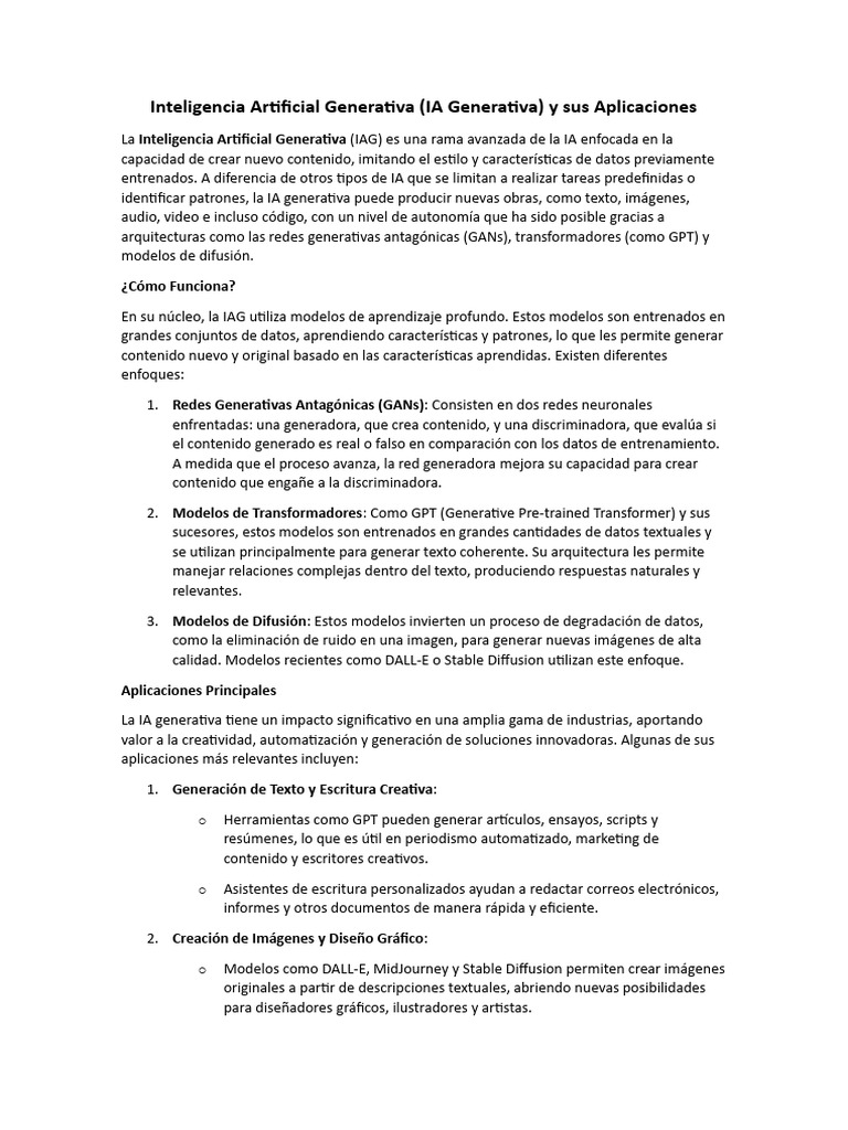 Inteligencia Artificial Generativa | PDF