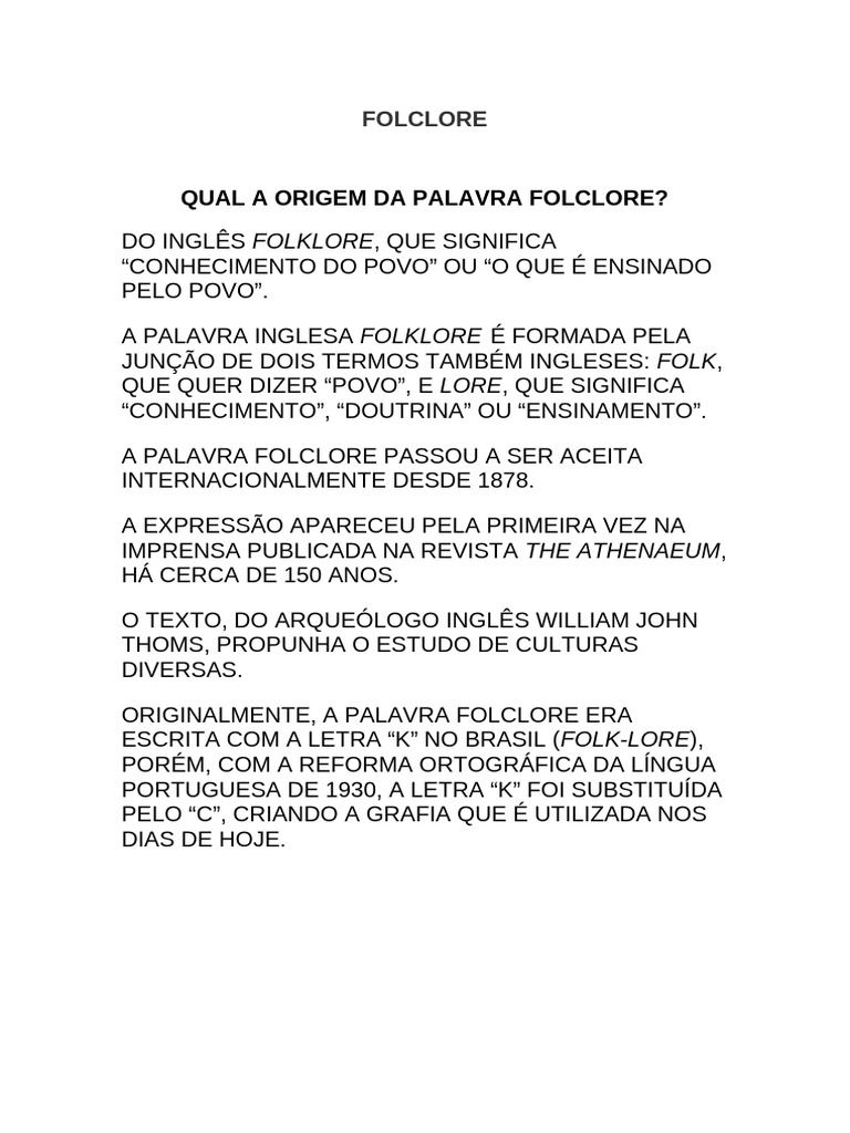 Folclore Origem | PDF