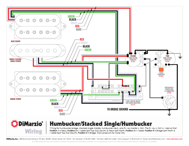 DiMarzio HSH Wiring with Stacked Single and 5-way Master Switch | PDF