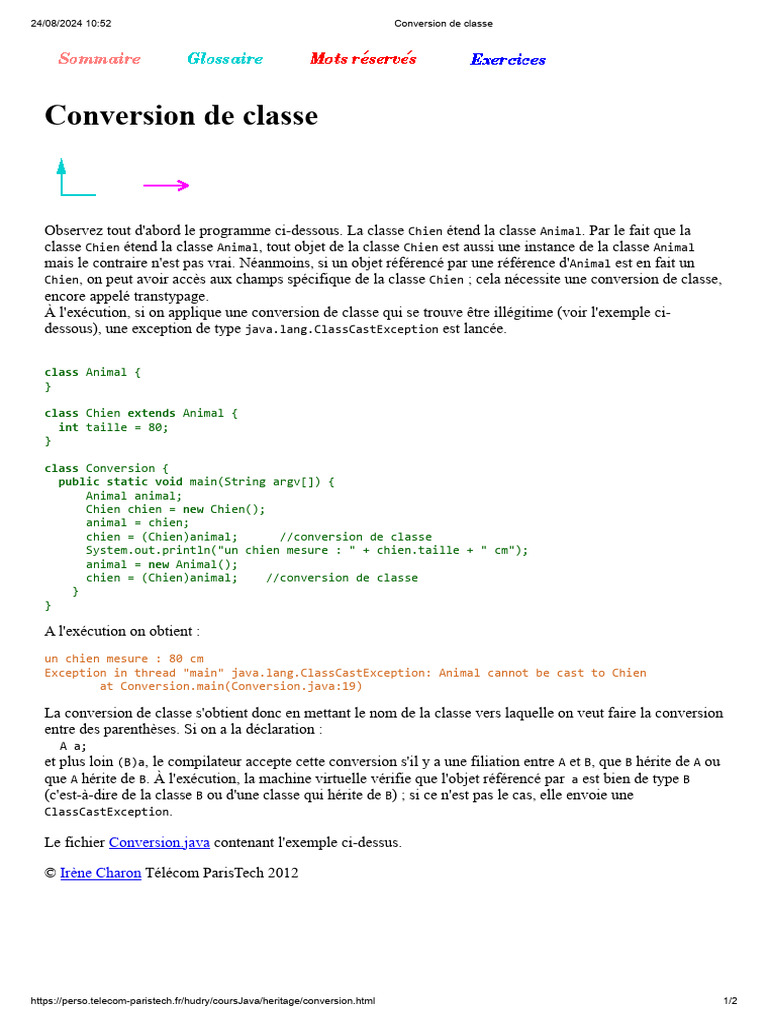 Conversion de Classe | PDF