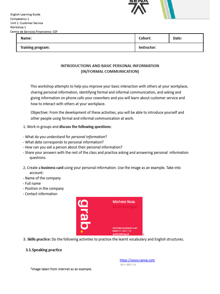 Workshop 1 - Customer Service | PDF