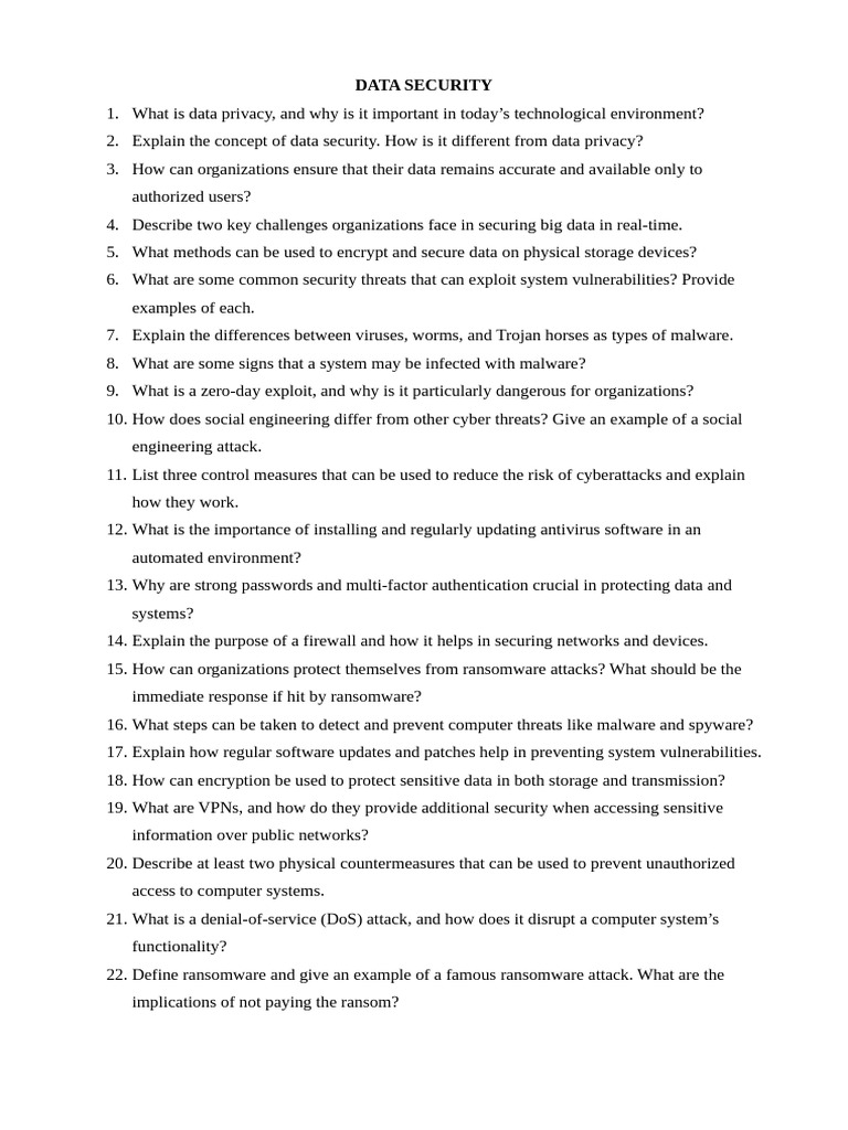 Data Security Quiz 2 | PDF