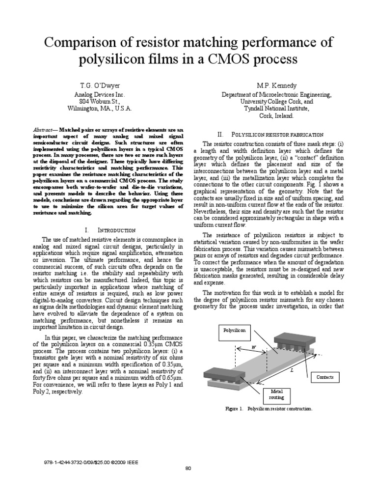Poly Resistor Matching | PDF | Resistor | Electronic Circuits