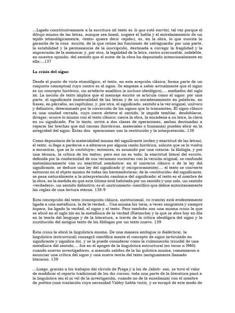 Que Es El Texto-Roland Barthes | PDF | Verdad | Filosofía