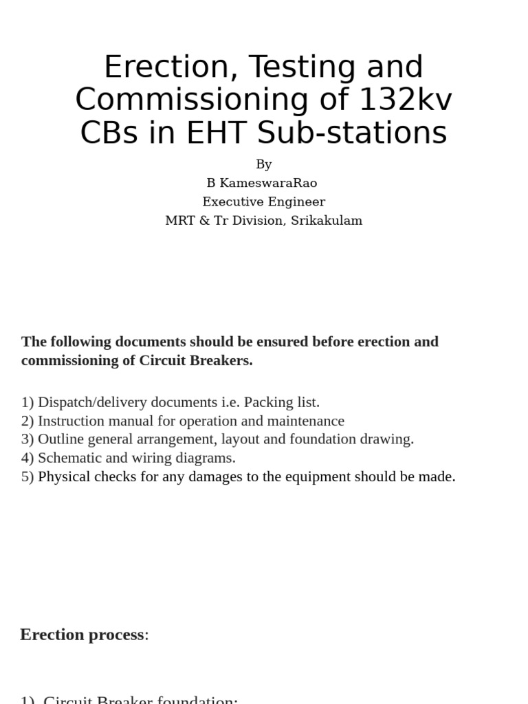 Erection, Testing and Commissioning of CB | PDF