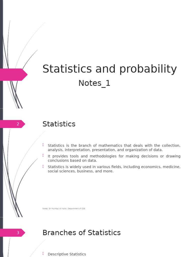 Notes 1 Statistics and Probability | PDF