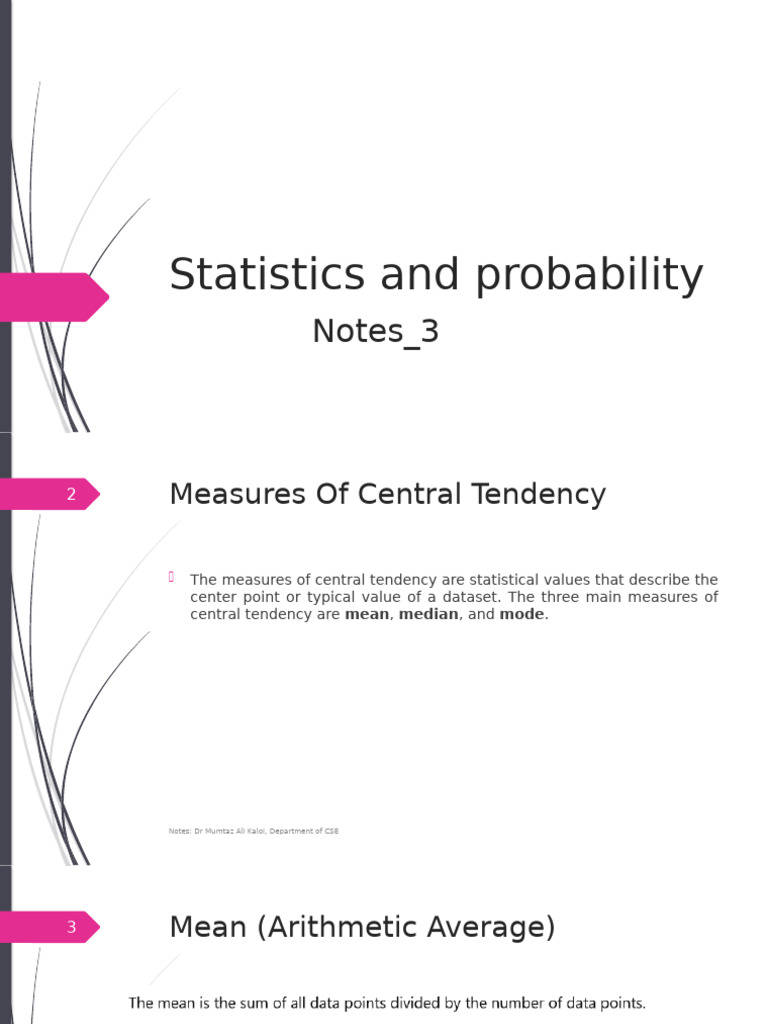 Notes 3 Statistics and Probability | PDF