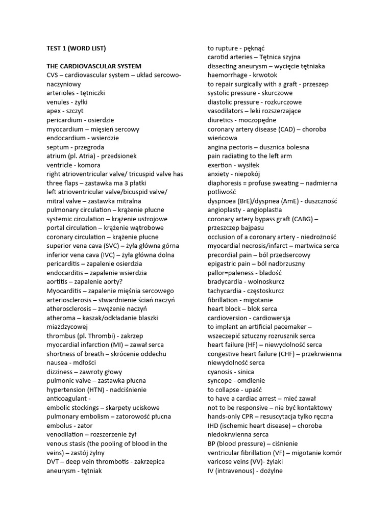 Test 1 - Word List | PDF