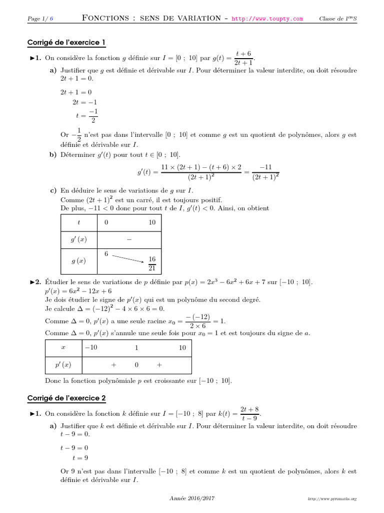 Sens de Variation Fonction 3 Corrige | PDF