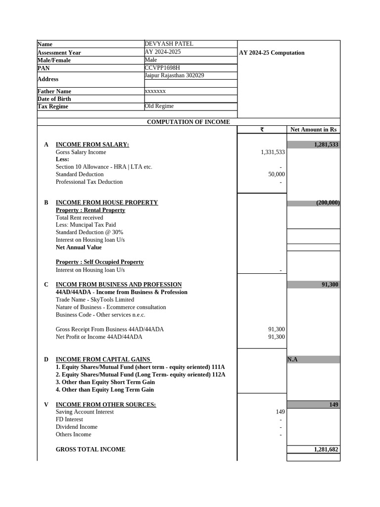 MyOnlineCA Computation Format Final | PDF