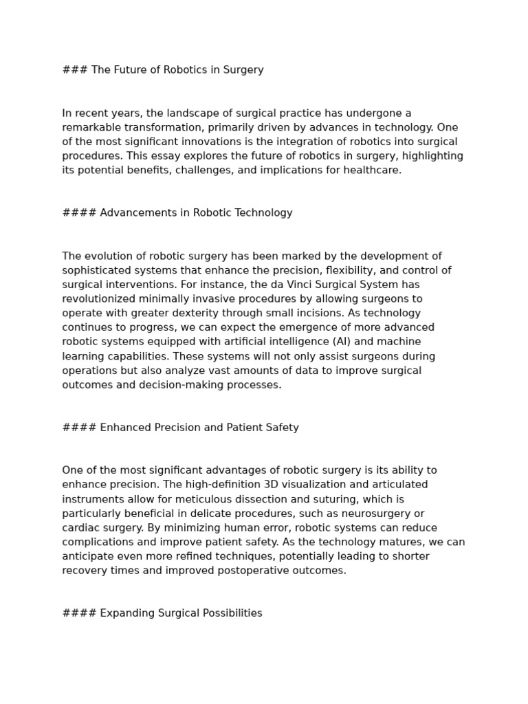 Future of Robotics in Surgery | PDF | Surgery | Technology & Engineering